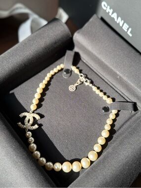 CHANEL 100th Anniversary Pearl Necklace with Crystal CC